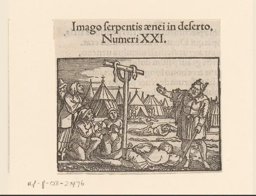 Mozes en de koperen slang by anonymous, print, 1530-1533