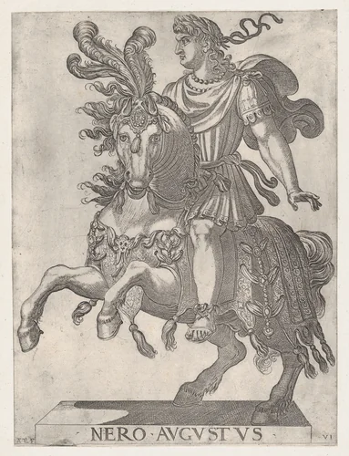 Plate 6: Emperor Nero on Horseback, from ' The First Twelve Roman Caesars' by Antonio Tempesta, print, 1596