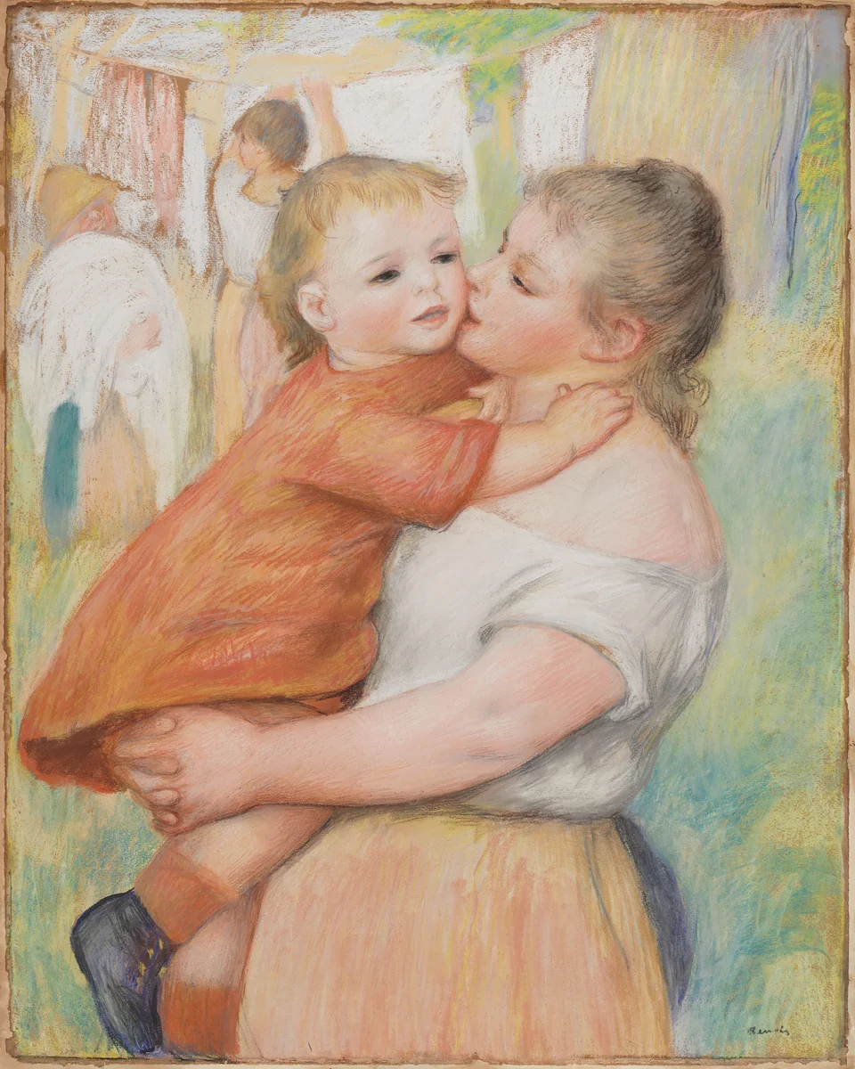 Laundress and Her Child (Aline and Pierre) by Pierre-Auguste Renoir, drawing, 1881-1891