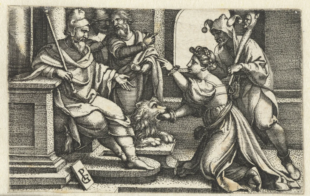 Vrouw verklaart onder ede haar onschuld by Unknown, print, 1533-1534