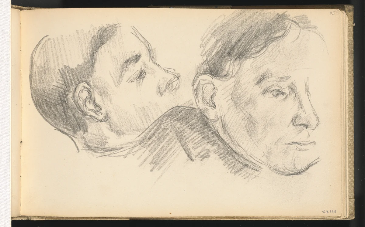 Two Heads by Paul Cezanne, drawing, 1890-1896