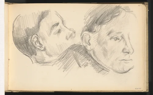 Two Heads by Paul Cezanne, drawing, 1890-1896