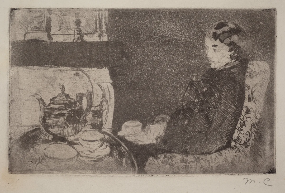 Lydia at Afternoon Tea by Mary Cassatt, print, 1882