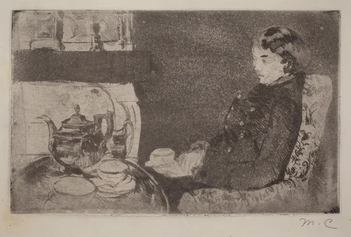 Lydia at Afternoon Tea by Mary Cassatt, print, 1882