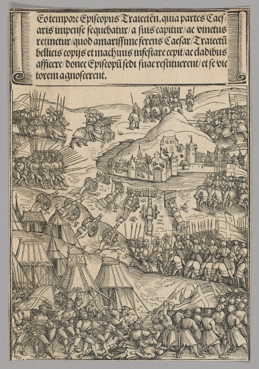 Siege of Utrecht, plate 6 from Historical Scenes from the Life of Emperor Maximilian I from the Triumphal Arch by Wolf Traut, print, 1515-1517