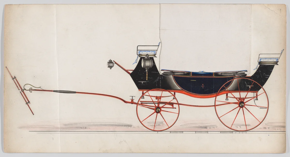 Design for Landau by Brewster & Co., drawing, 1850-1870