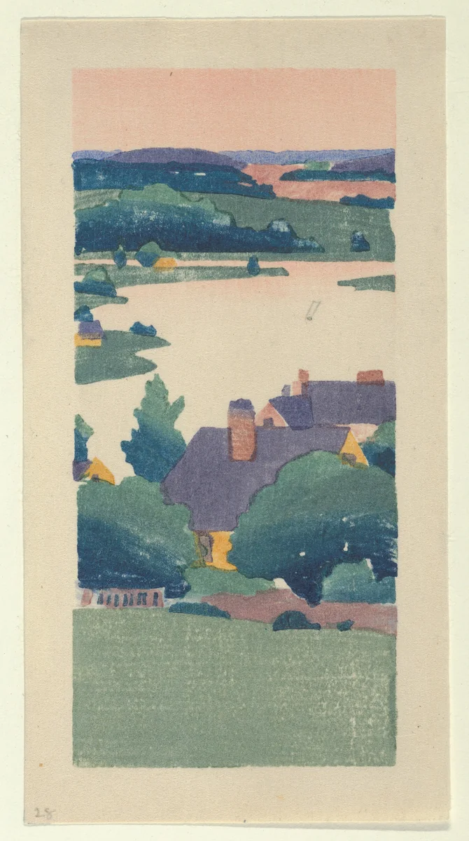 View of Ipswich, or A Bend in the River by Arthur Wesley Dow, print, 1893-1895