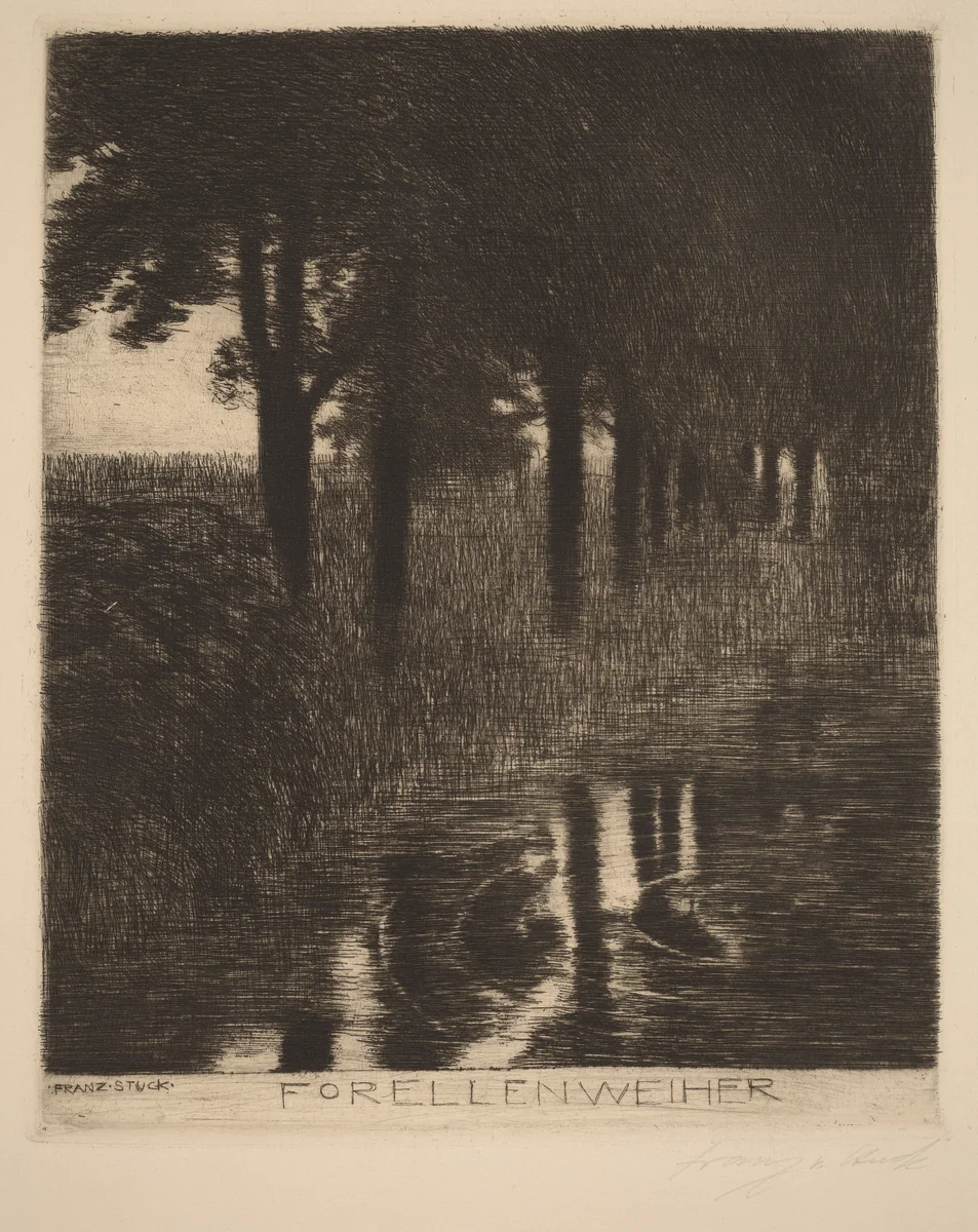 Forellenweiher (Trout Pond) by Franz von Stuck, print, 1885-1895