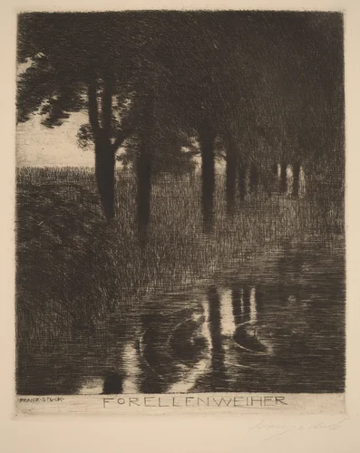 Forellenweiher (Trout Pond) by Franz von Stuck, print, 1885-1895