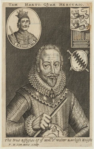 Sir Walter Raleigh by Frederik Hendrik van den Hove; Simon van de Passe, print, 1628-1698