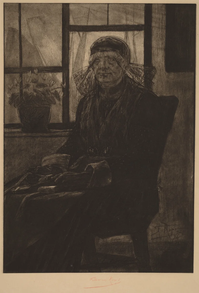 Lace appraiser (L'Experte en Dentelles) by Félicien Rops, print, 1876