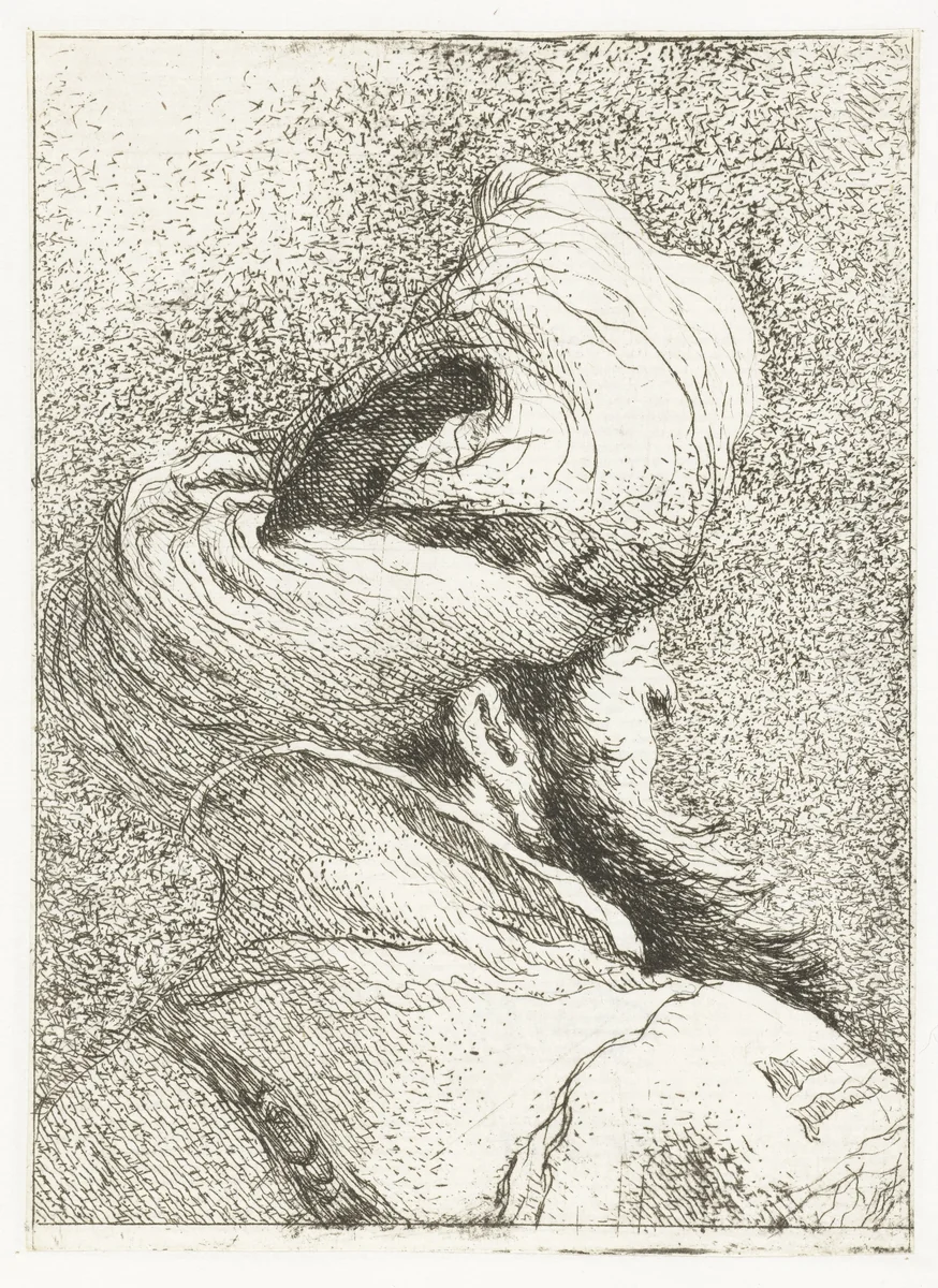 Turkse man met tulband by Giovanni Domenico Tiepolo, print, 1771-1774