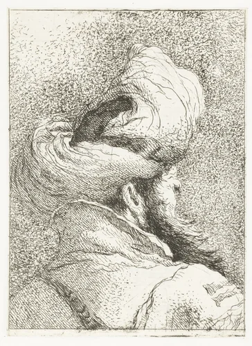 Turkse man met tulband by Giovanni Domenico Tiepolo, print, 1771-1774