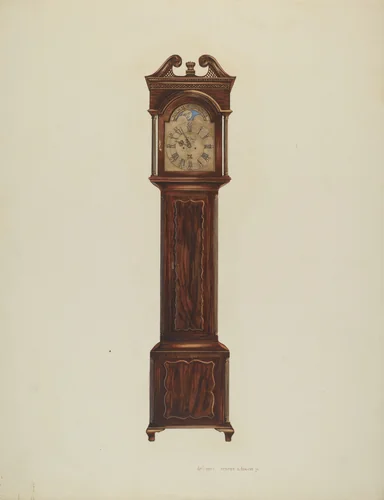 Duncan Beard Grandfather Clock by Ernest A. Towers, Jr., index of american design, 1939