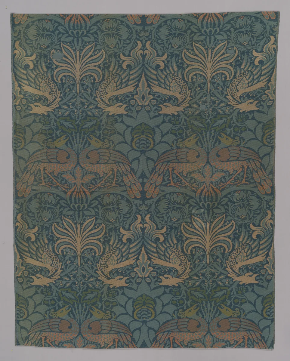Peacock and Dragon by William Morris, textile, 1878