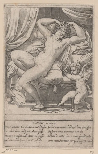 Venus en Cupido by Unknown, print, 1515-1565