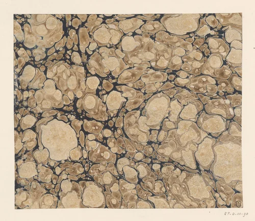 Graniet-ringkiezelmarmer in bruin en zwart by anonymous, other, 1700-1850