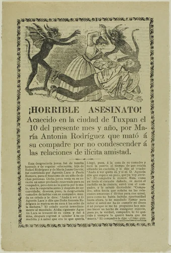 Horrible Murder! Túxpan by José Guadalupe Posada, print, 1905-1915