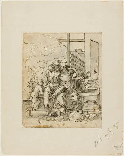 Venus in Vulcan's Forge (recto); Geometry (verso) by Hermann Weyer
Bartholomaeus Spranger, drawing, 1500-1599