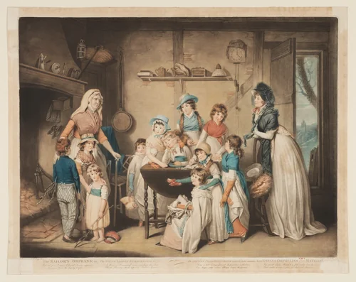 The Sailor's Orphans, or the Young Ladies' Subscription by William Ward, print, 1800