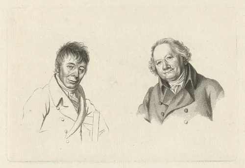 Portretten van Daniël Dupré en Christiaan Welmeer by Jacob Ernst Marcus, print, 1813