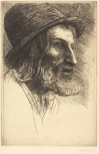 Head of an English Laborer (Tete d'ouvrier anglais (Le berger)) by Alphonse Legros, print, 1837-1911