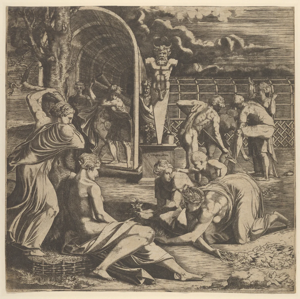 The Garden of Pomona by Léon Davent, print, 1540-1556