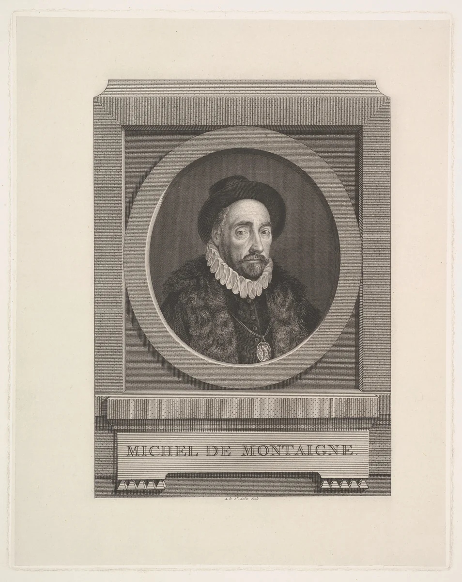 Portrait of Michel de Montaigne by Augustin de Saint-Aubin, print, 1774