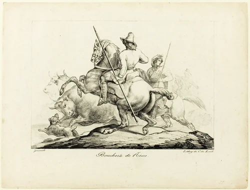 Butchers of Rome by Jean Louis André Théodore Géricault, print, 1817