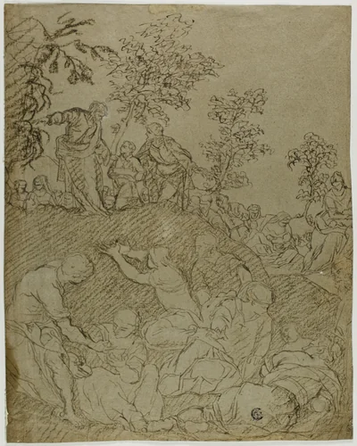 Miracle of the Loaves and Fishes by Pedro Mena y Medrano, drawing, 1648-1688