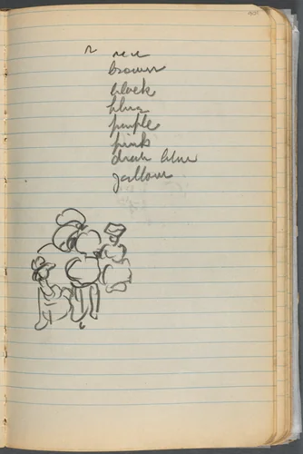 Sketchbook, page 106: Figures with color notaions by Maurice Prendergast, book, 1907