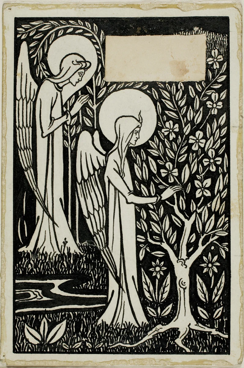 Decorative Study: Two Angels by Aubrey Vincent Beardsley, drawing, 1892-1898