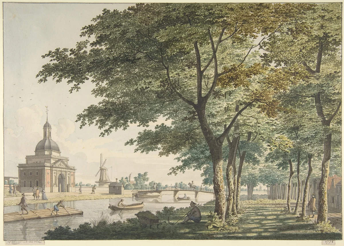 The Muiderpoort, Amsterdam, seen from the Plantage by Hendrick Keun, drawing, 1771
