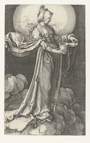 Maria Magdalena in de wolken by Unknown, print, 1581-1628