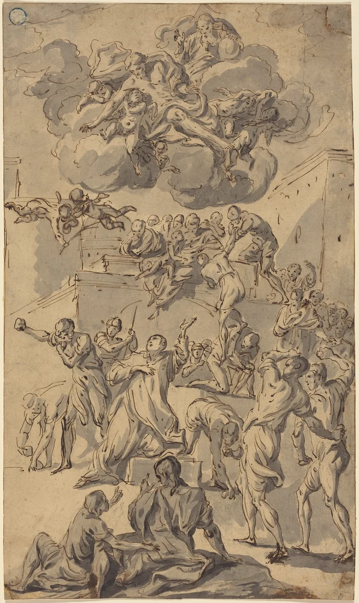 The Stoning of Saint Stephen by Joseph Ignace François Parrocel, drawing, 1704-1781