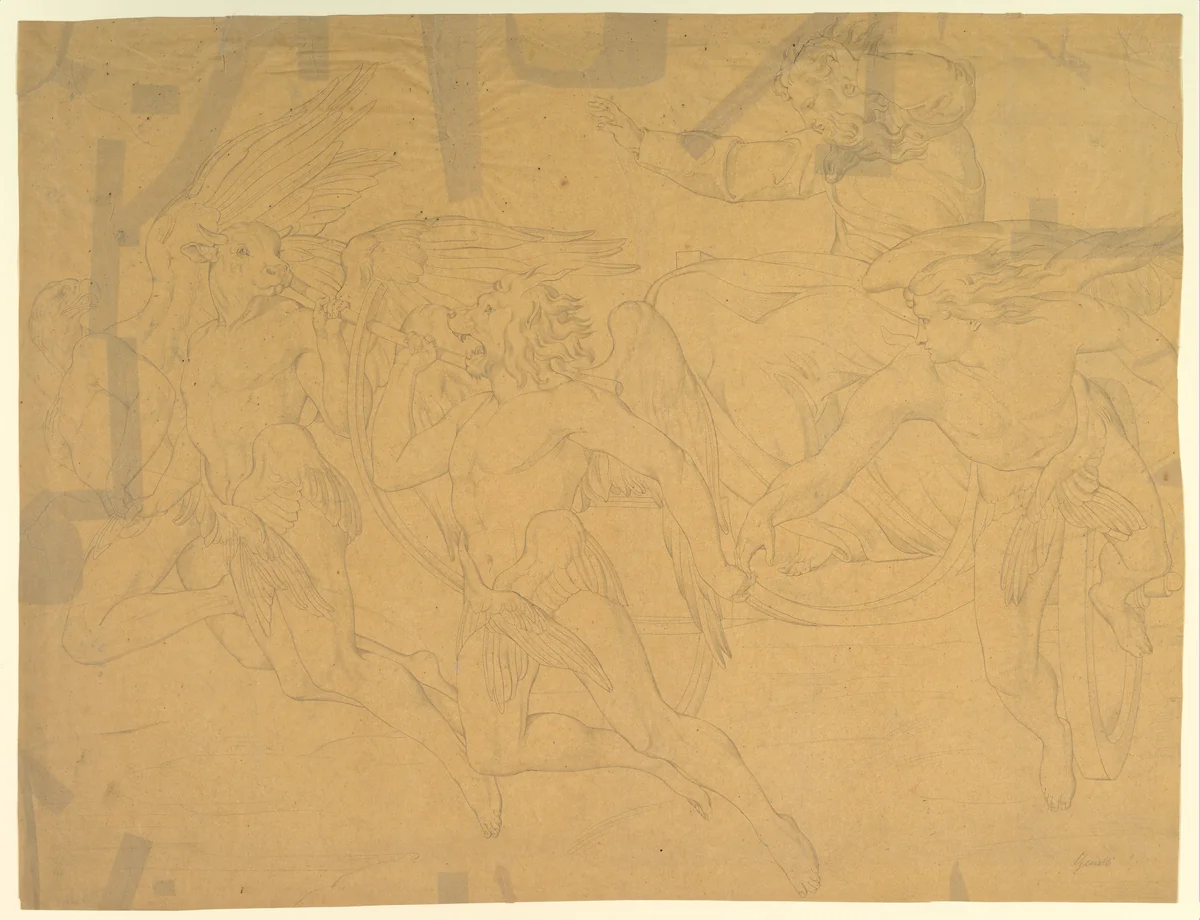 The Vision of Ezekiel by Bonaventura Genelli, drawing, 1818-1868