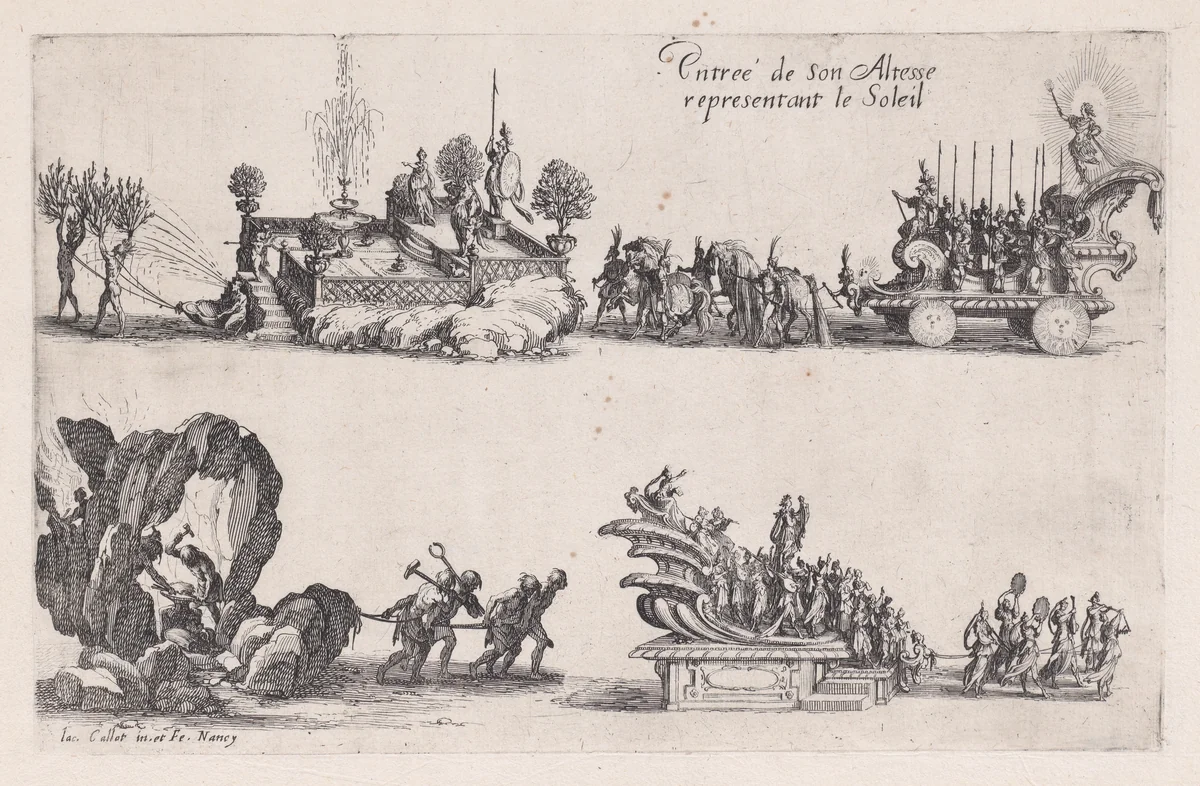 Entrée du duc Charles IV (Entrance of Duke Charles IV), from "Le Combat a la Barrière" by Jacques Callot, print, 1627