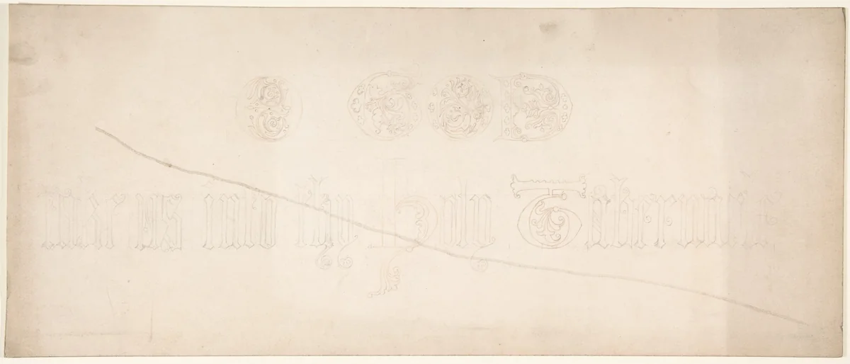 Inscription in Gothic Letters by Freeman Gage Delamotte, drawing, 1830-1862