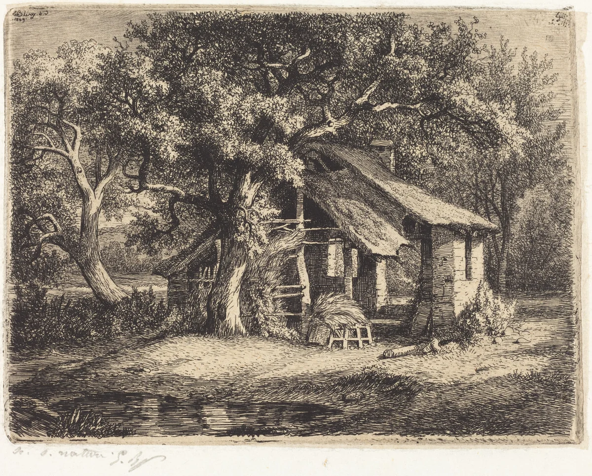 La chaumière au poirier (Cottage with Pear Tree) by Eugène Bléry, portfolio, 1849