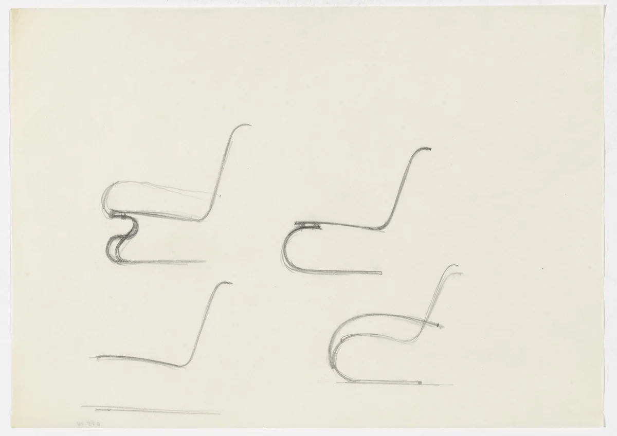 Lounge Chair without Arms. Lounge Chair with Arms. (Elevation sketches) by Ludwig Mies van der Rohe, mies van der rohe archive, 1926