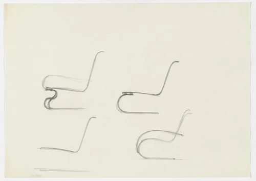 Lounge Chair without Arms. Lounge Chair with Arms. (Elevation sketches) by Ludwig Mies van der Rohe, mies van der rohe archive, 1926