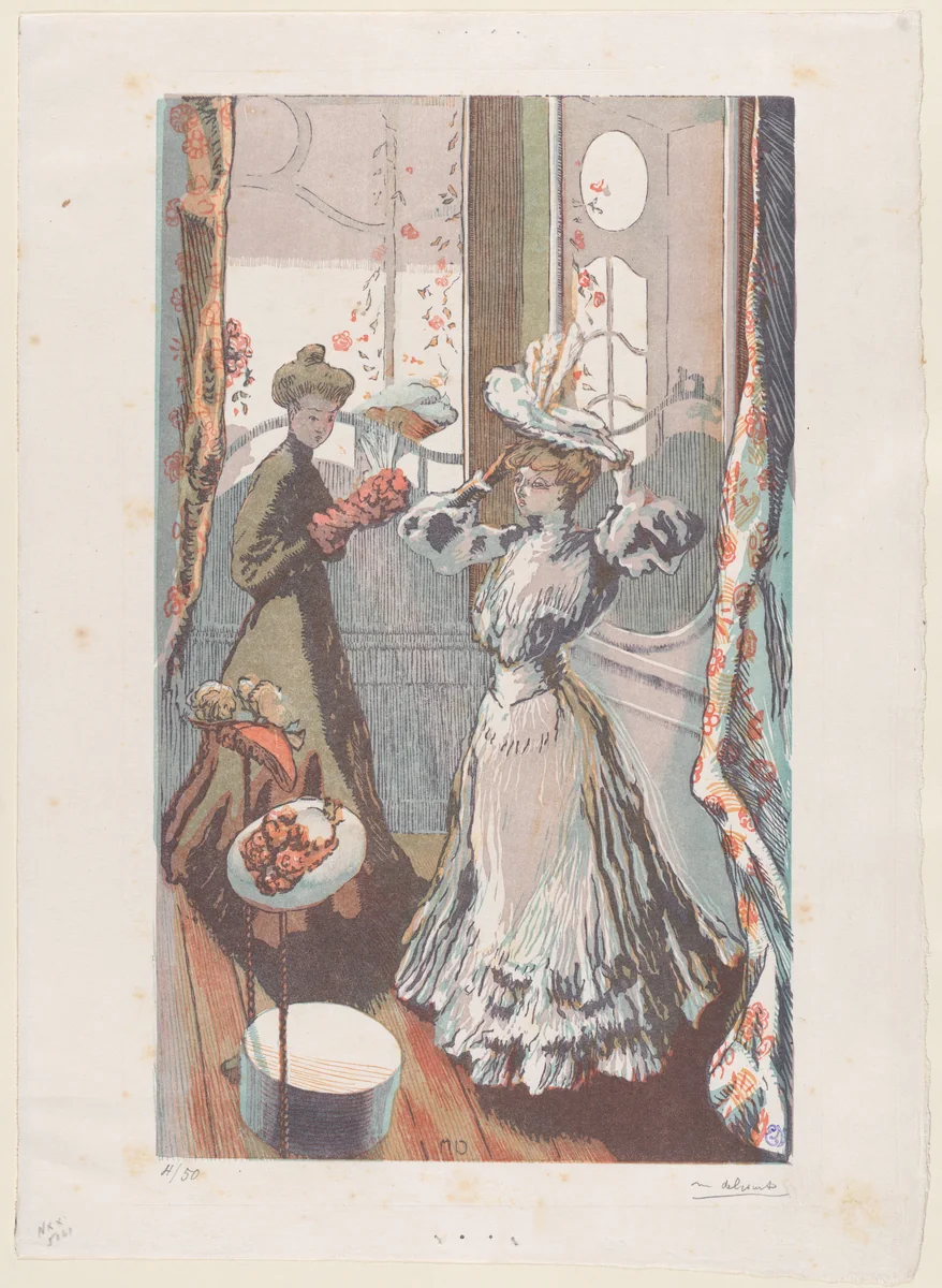 Chez la Modiste by Maurice Delcourt, print, 1905-1915
