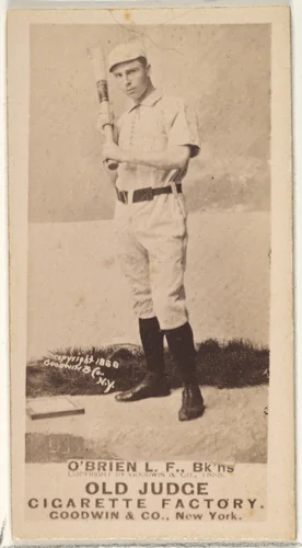 Darby O'Brien, Left Field, Brooklyn Bridegrooms, from the Old Judge series (N172) for Old Judge Cigarettes by Goodwin & Company, photograph, 1888