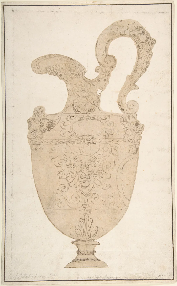 Design of Antique Pitcher by anonymous, drawing, 1500-1599
