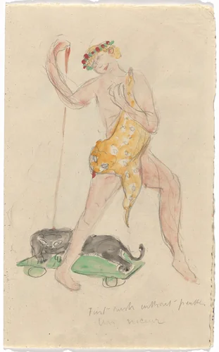 Costume design (First Rush without Panther) for artist's ballet Orphée of the Quat-z-arts by Florine Stettheimer, drawing, 1912