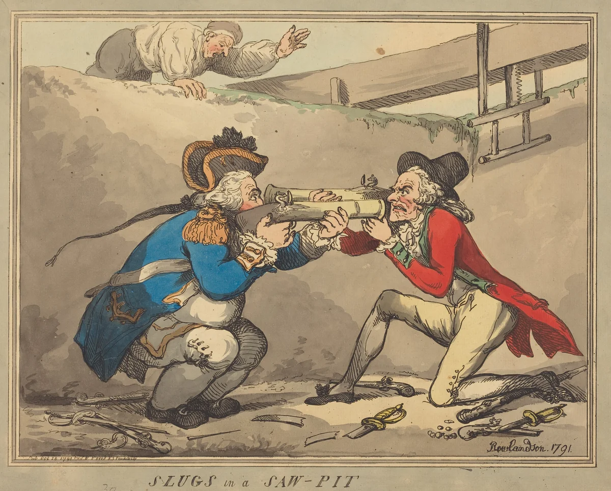 Slugs in a Sawpit by Thomas Rowlandson, print, 1791