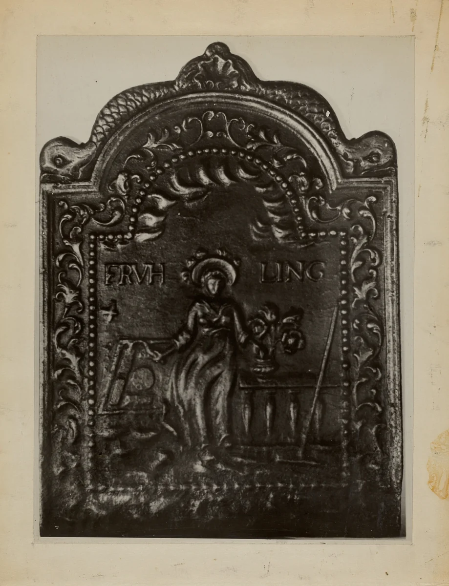 Pa. German Fire Back by Moses, index of american design, 1936