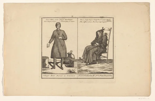 Schager Boer en Noord Hollandse boerin by Abraham Allard, print, 1676-1725