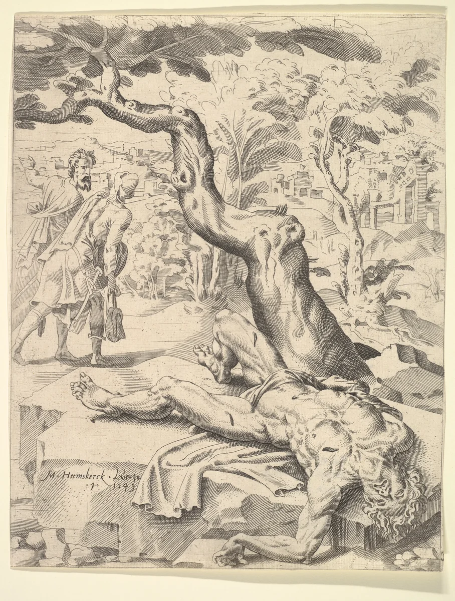 The Parable of the Good Samaritan by Maarten van Heemskerck, print, 1549
