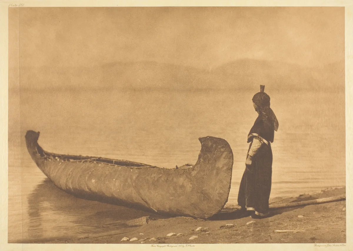 On the Shore of the Lake - Kutenai by Edward Curtis, print, 1910